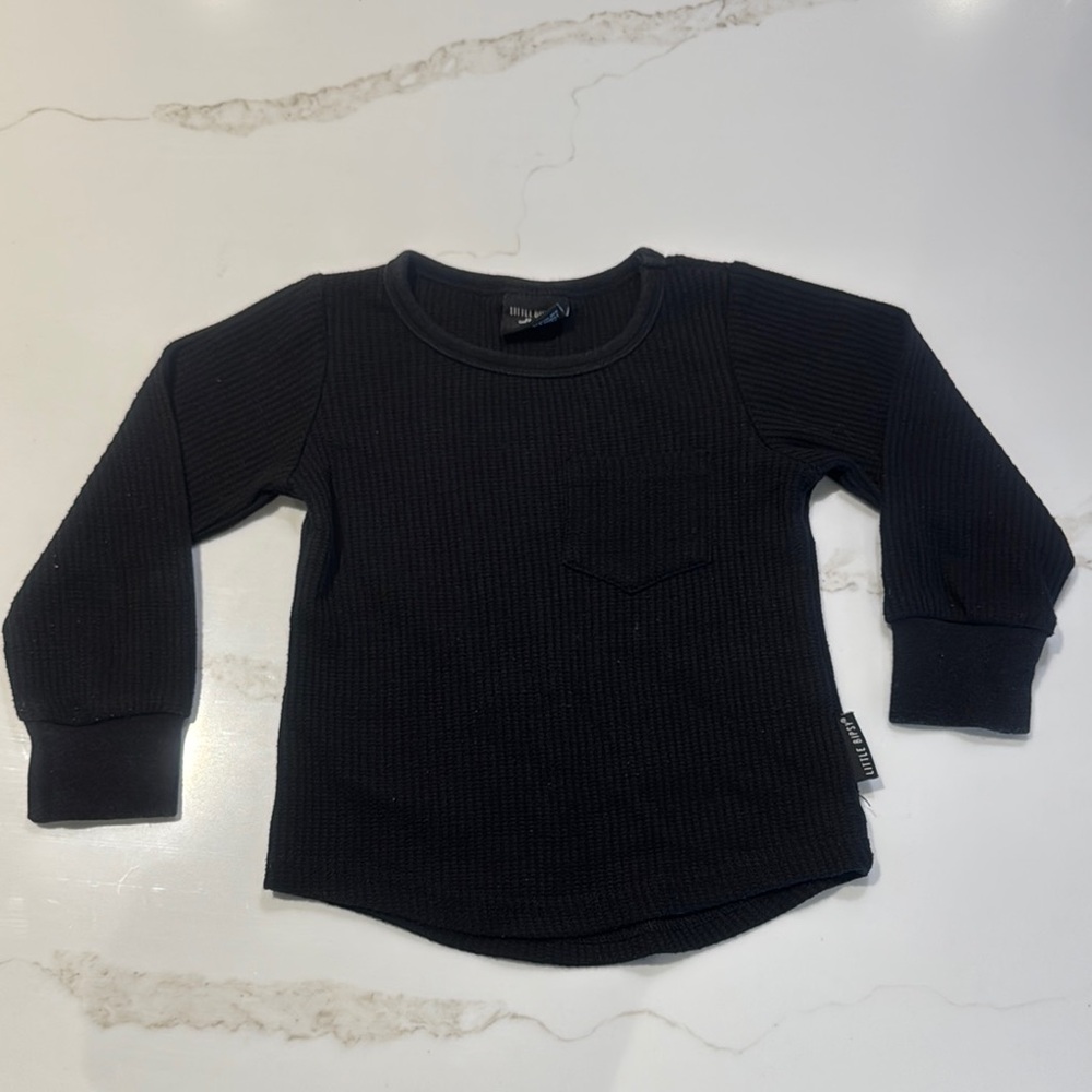 Little Bipsy Black waffle long sleeve